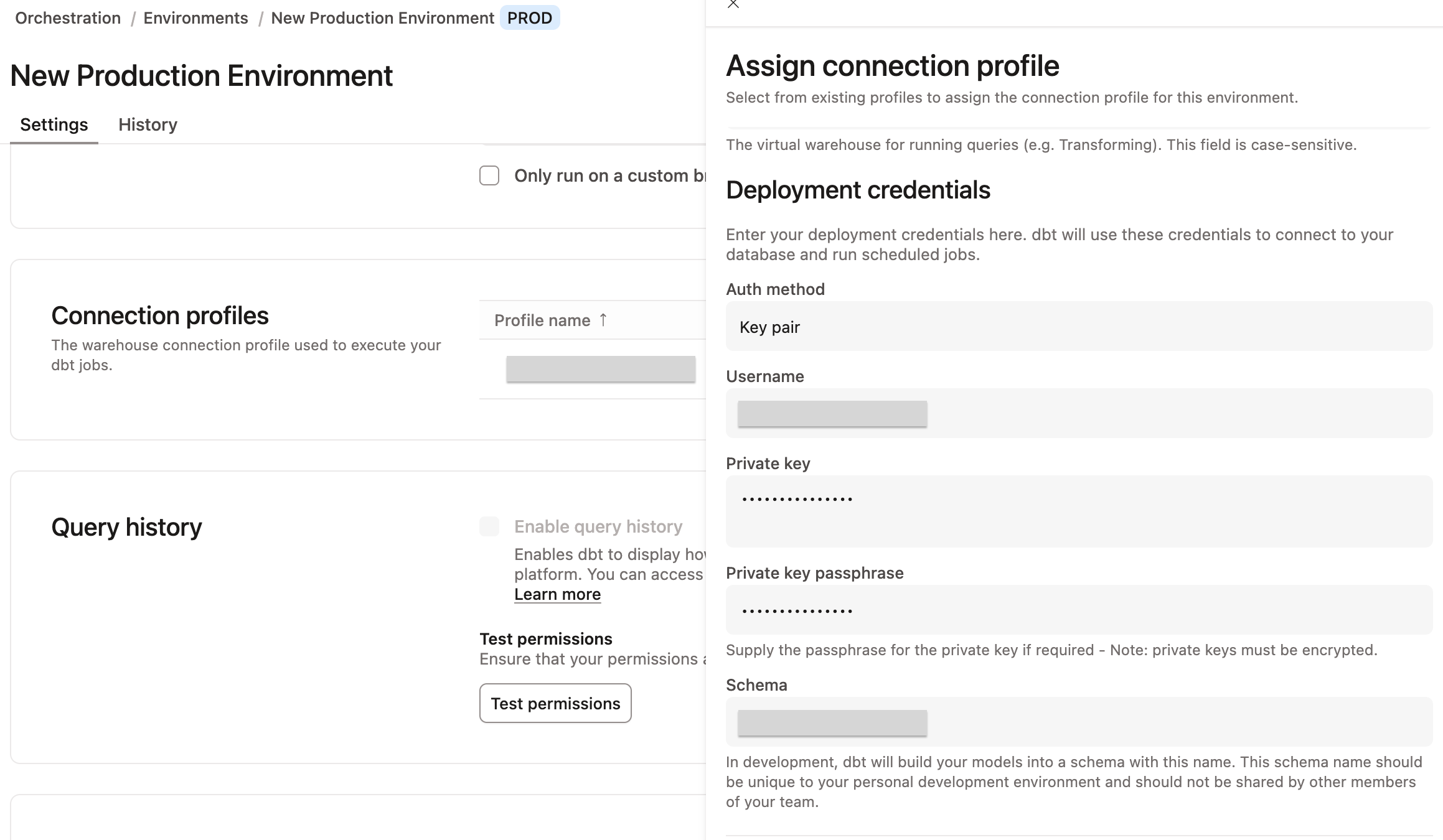 Confirm your deployment credentials in your environment settings page.