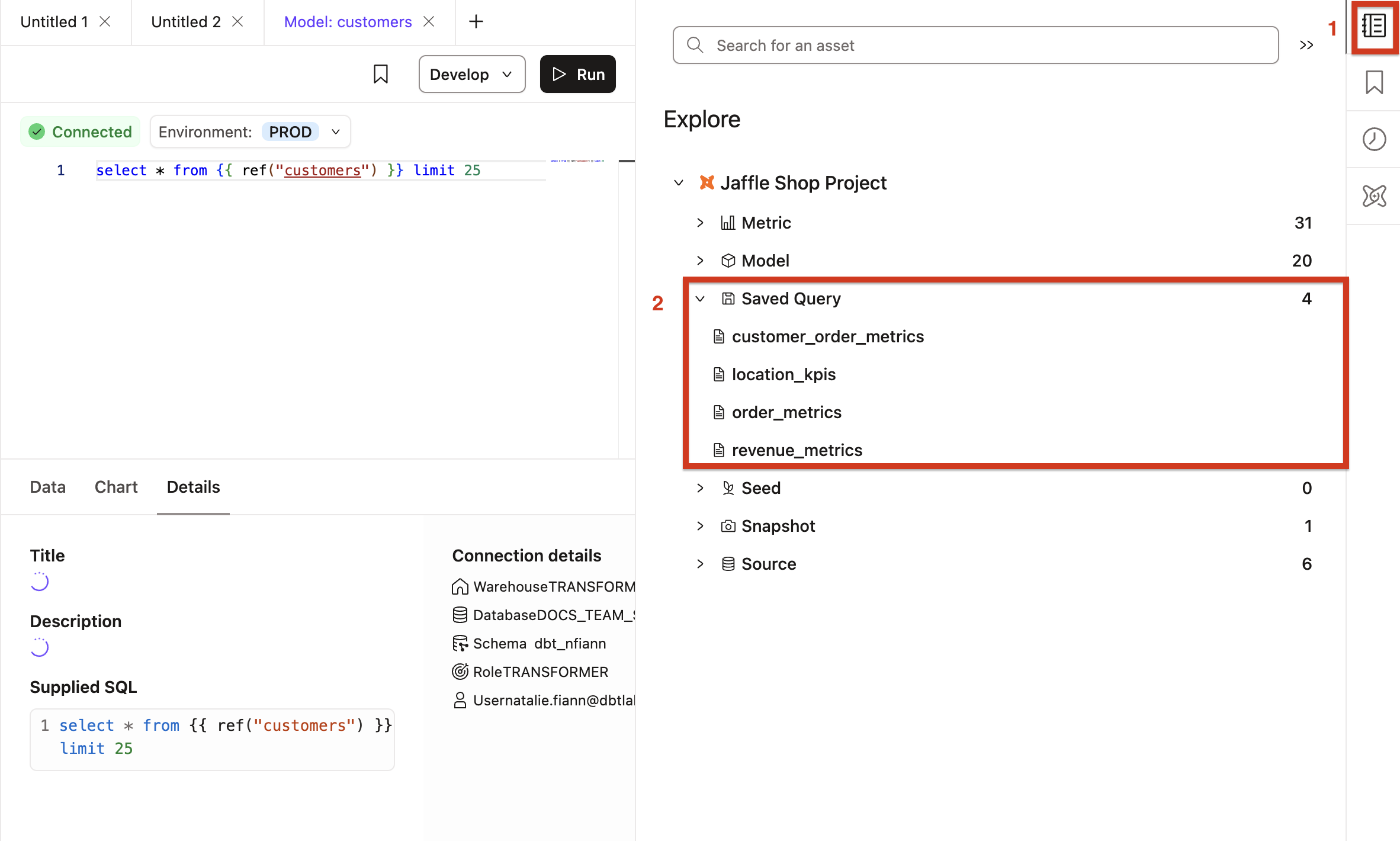List view of saved Insights